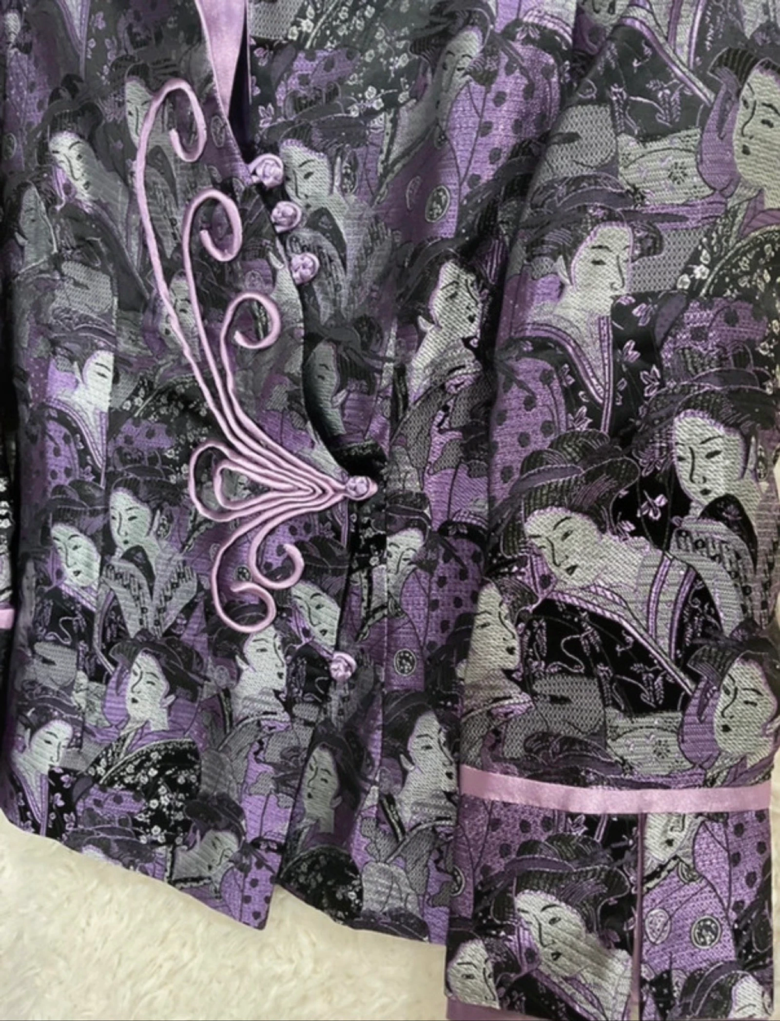 Chaqueta asiática tono gris y malva talla 38 estilo japonés / chino – photo 5
